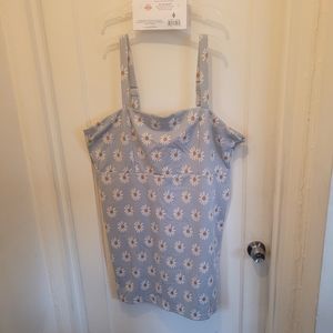Grey Daisy pattern plus size Dress 3X